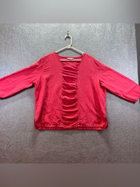 HOT COTTON Pink Linen/cotton 3/4 Sleeve Tunic Top Womens Size XL